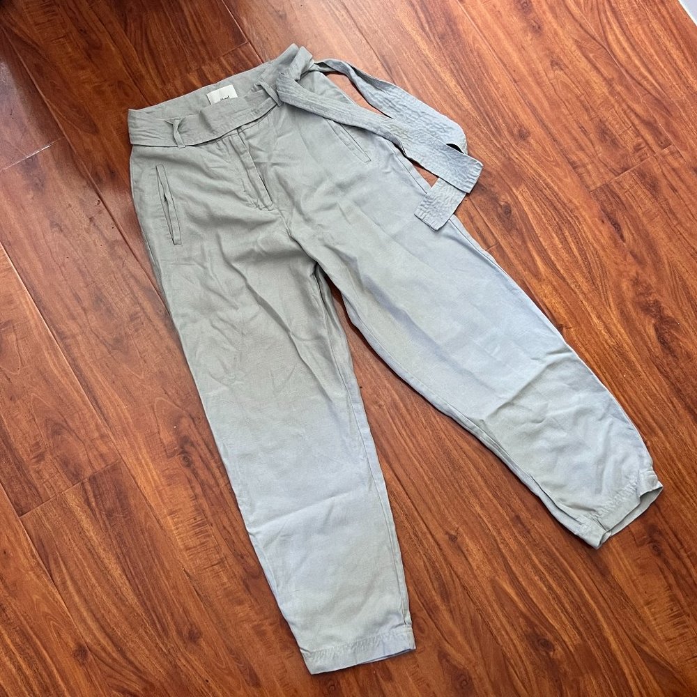Aritzia Wilfred Jallade Linen Grey Tie Waist Pants